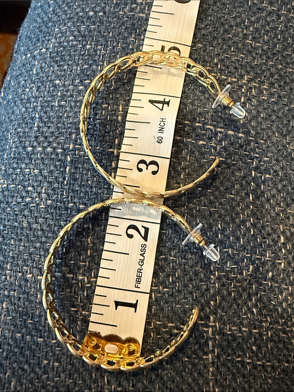 Plunder Gold Textured Hoop Earrings with Hammered Detail - Picture 3 of 3